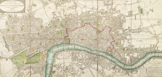 Walliss vikta karta över London och Westminster, 1799